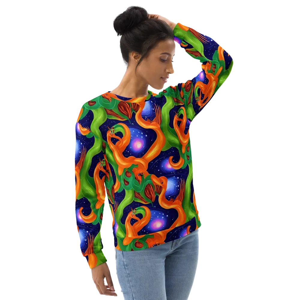 Cosmic Aviary on Sweatshirt — Right Front