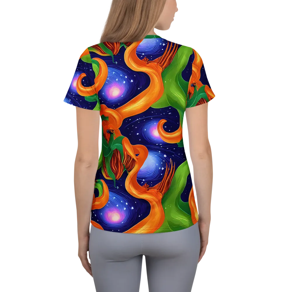 Cosmic Aviary on Women's Athletic T-Shirt — Back