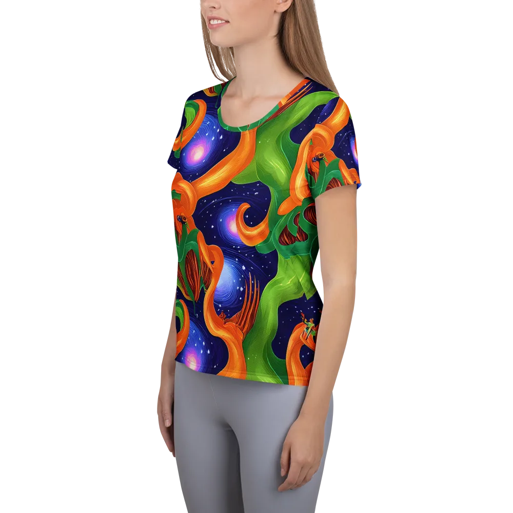 Cosmic Aviary on Women's Athletic T-Shirt — Left