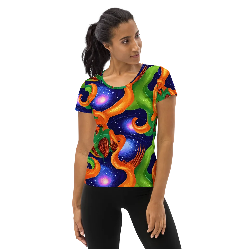 Cosmic Aviary on Women's Athletic T-Shirt — Front
