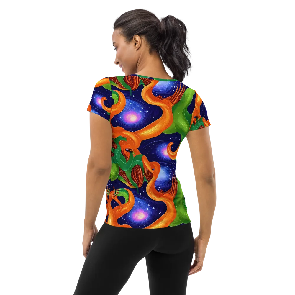 Cosmic Aviary on Women's Athletic T-Shirt — Back
