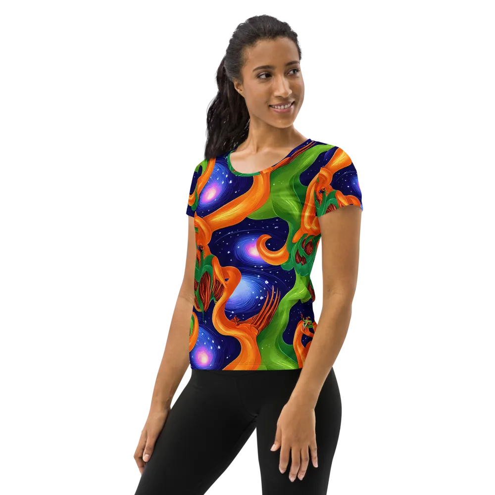 Cosmic Aviary on Women's Athletic T-Shirt — Left