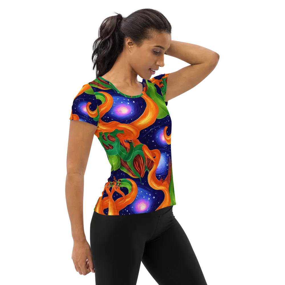 Cosmic Aviary on Women's Athletic T-Shirt — Right