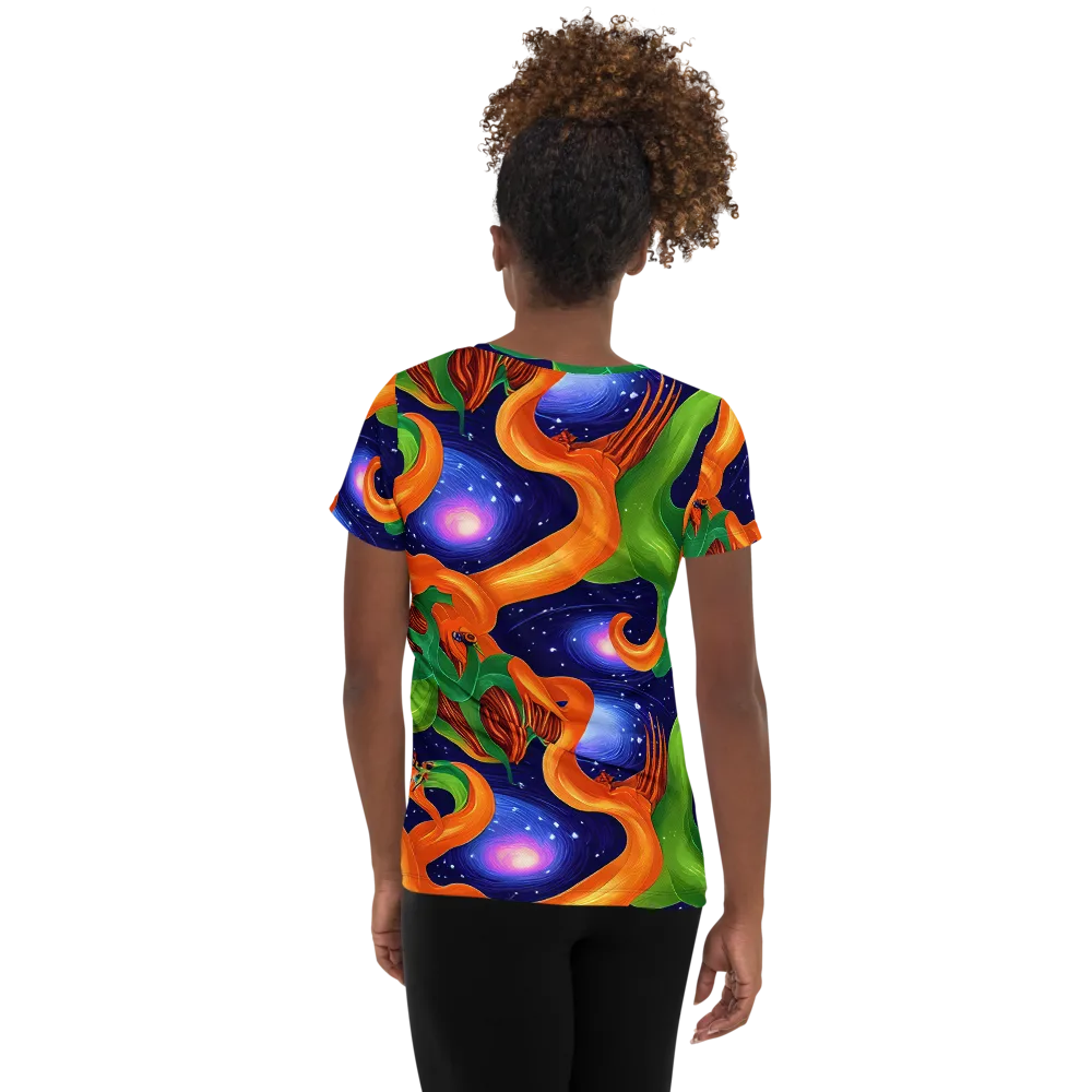 Cosmic Aviary on Women's Athletic T-Shirt — Back