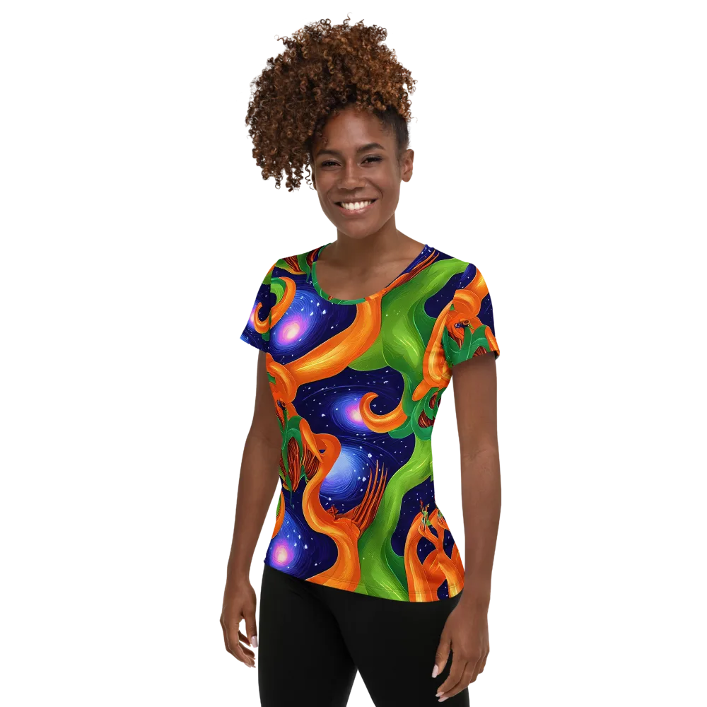 Cosmic Aviary on Women's Athletic T-Shirt — Left
