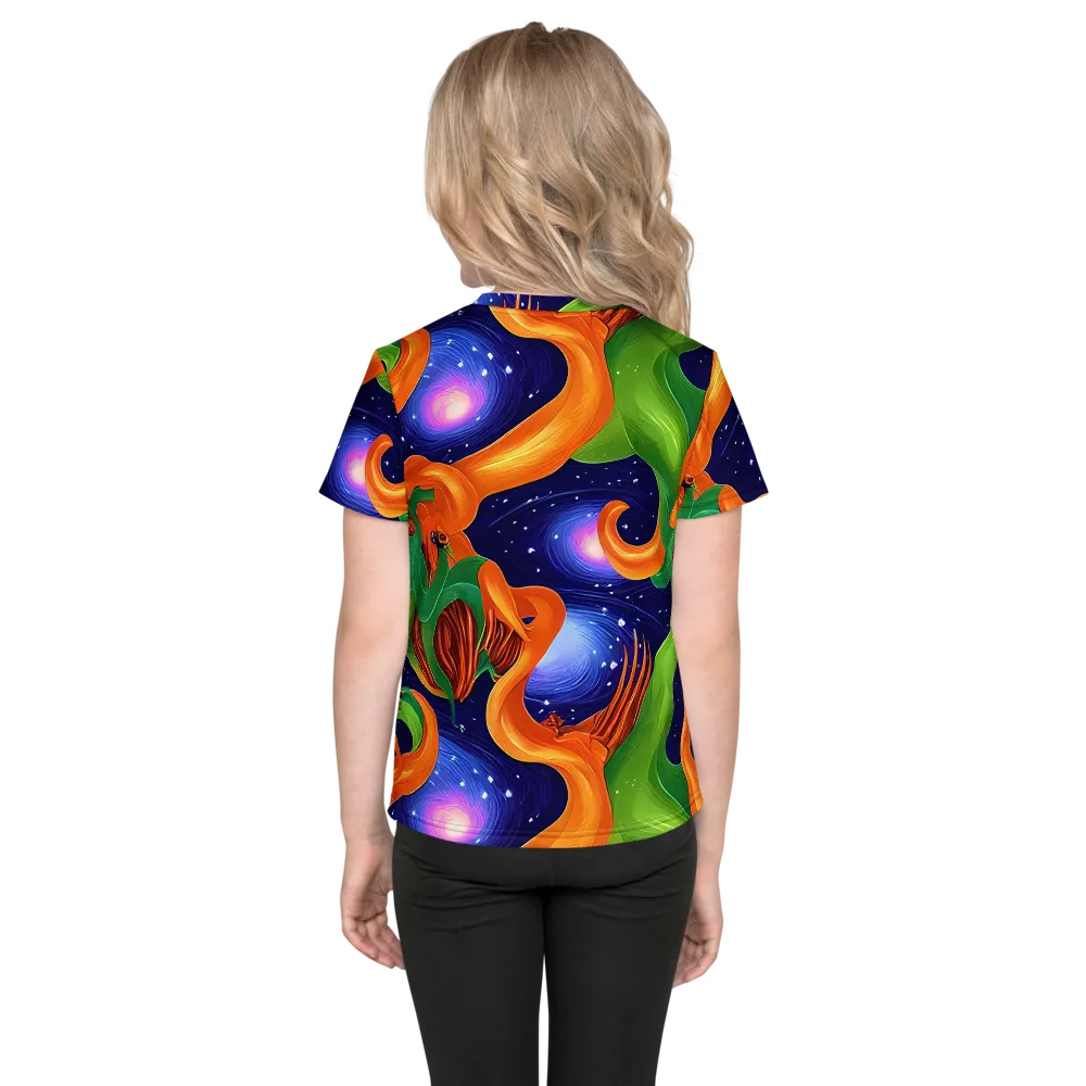 Cosmic Aviary on Kids Crew Neck T-Shirt — Back