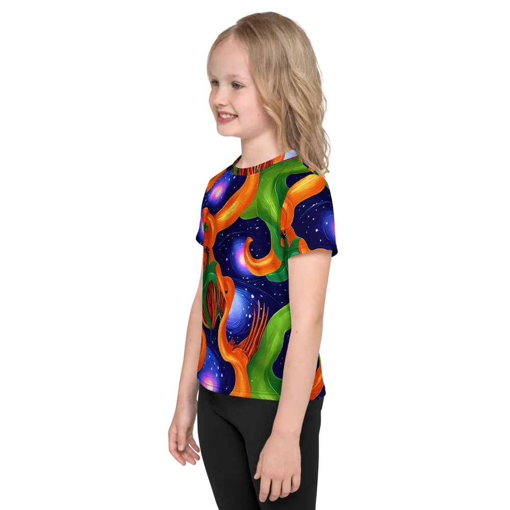 Cosmic Aviary on Kids Crew Neck T-Shirt — Left