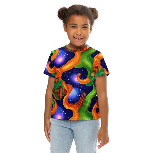 Cosmic Aviary on a Kids Crew Neck T-Shirt