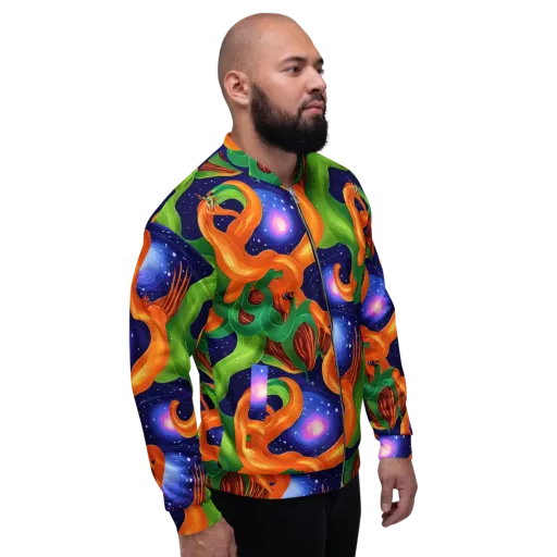 Cosmic Aviary on a Bomber Jacket