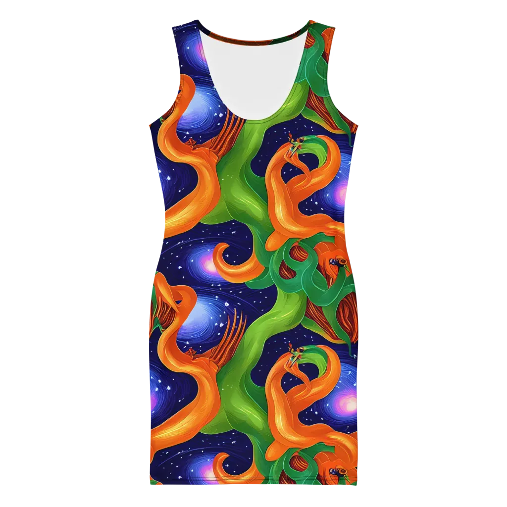 Cosmic Aviary on Bodycon Dress — Front