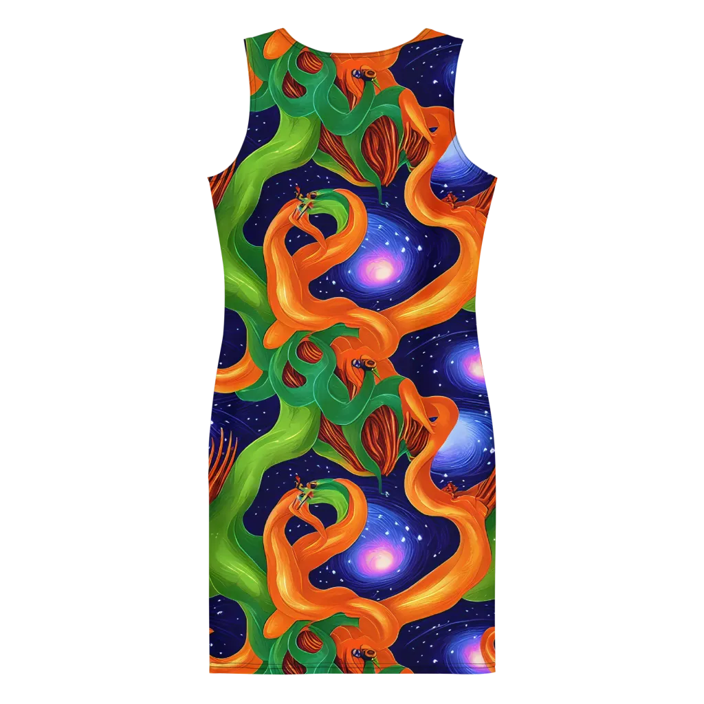 Cosmic Aviary on Bodycon Dress — Back