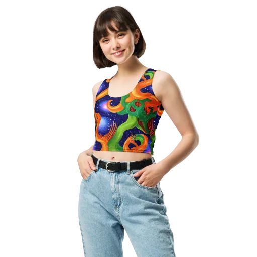 Cosmic Aviary on a Crop Top