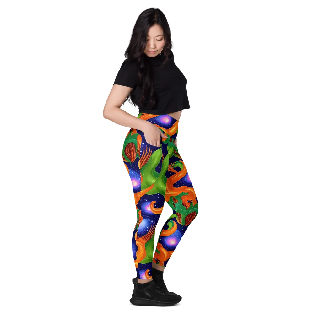 Cosmic Aviary on Leggings with Pockets — Right