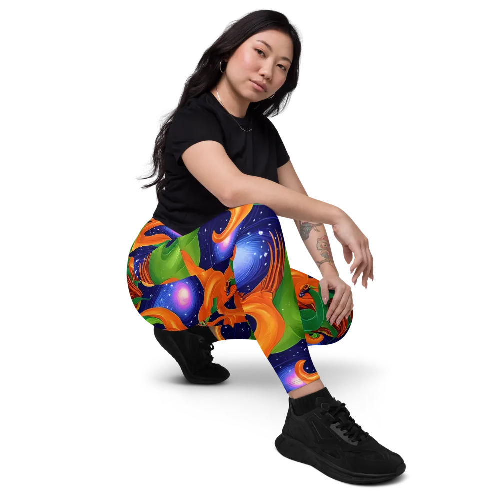 Cosmic Aviary on Leggings with Pockets — Right Front