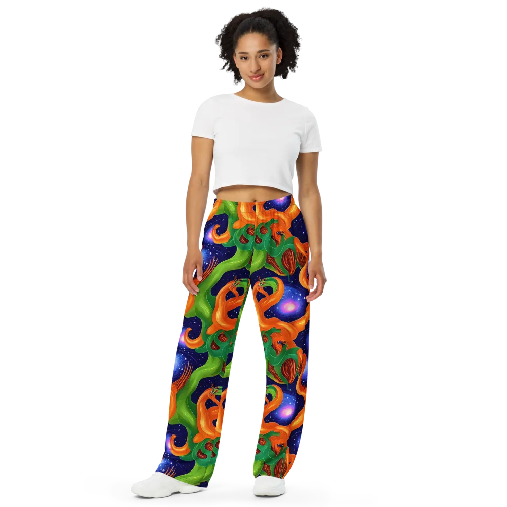 Cosmic Aviary on Wide-Leg Pants — Front