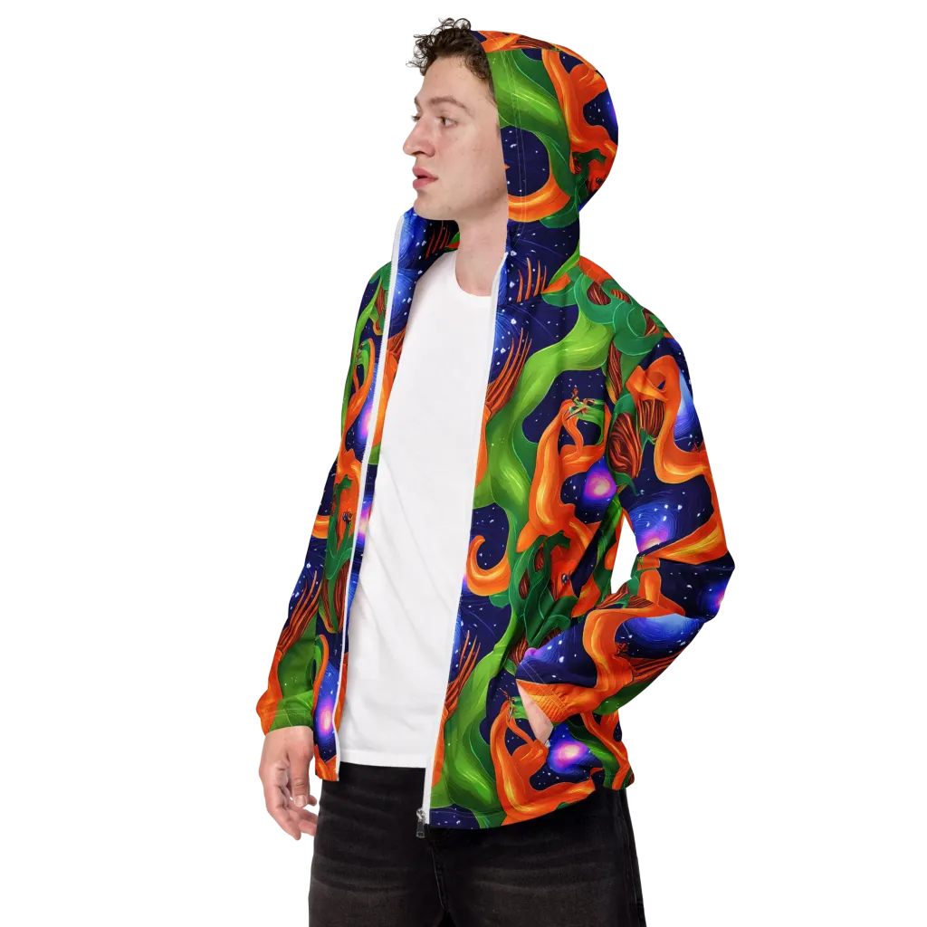 Cosmic Aviary on Men's Windbreaker — Left Front
