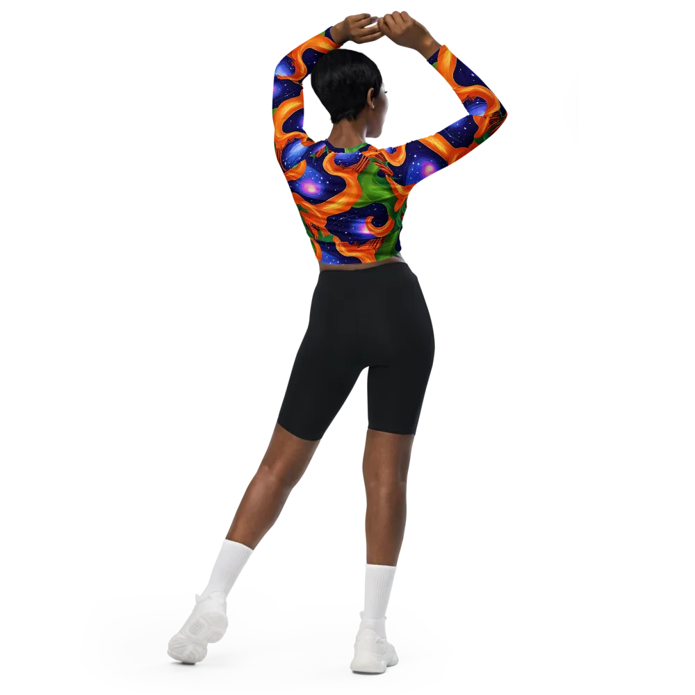 Cosmic Aviary on Long Sleeve Crop Top — Back