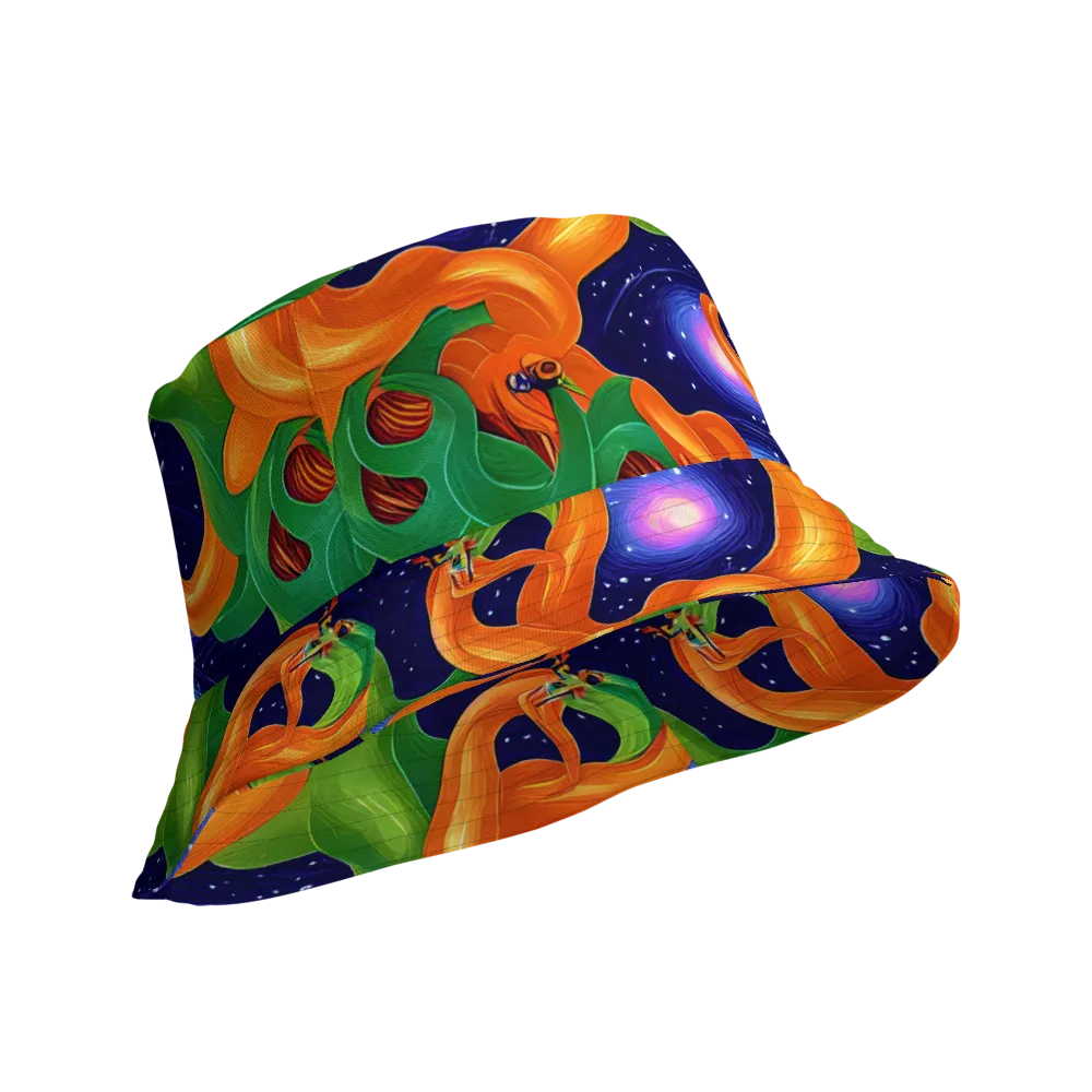 Cosmic Aviary on Reversible Bucket Hat — Product details Outside