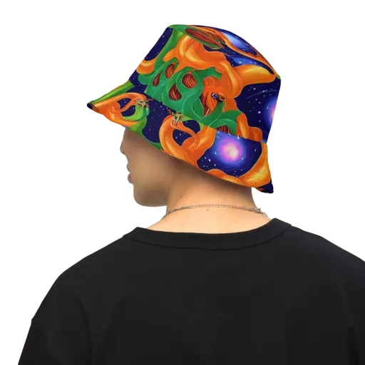 Cosmic Aviary on a Reversible Bucket Hat