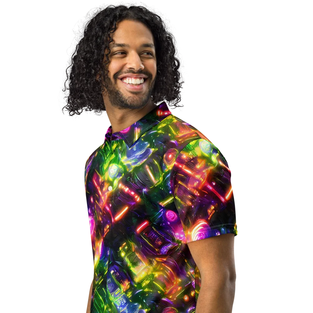 Lacquered Wilds on Men's Slim Fit Polo Shirt — Left Front