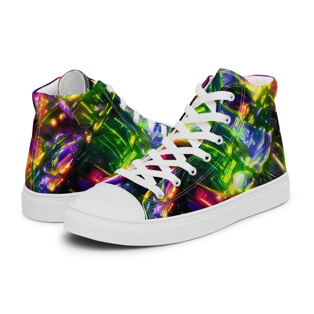 Lacquered Wilds on Men's High Top Canvas Shoes — Left