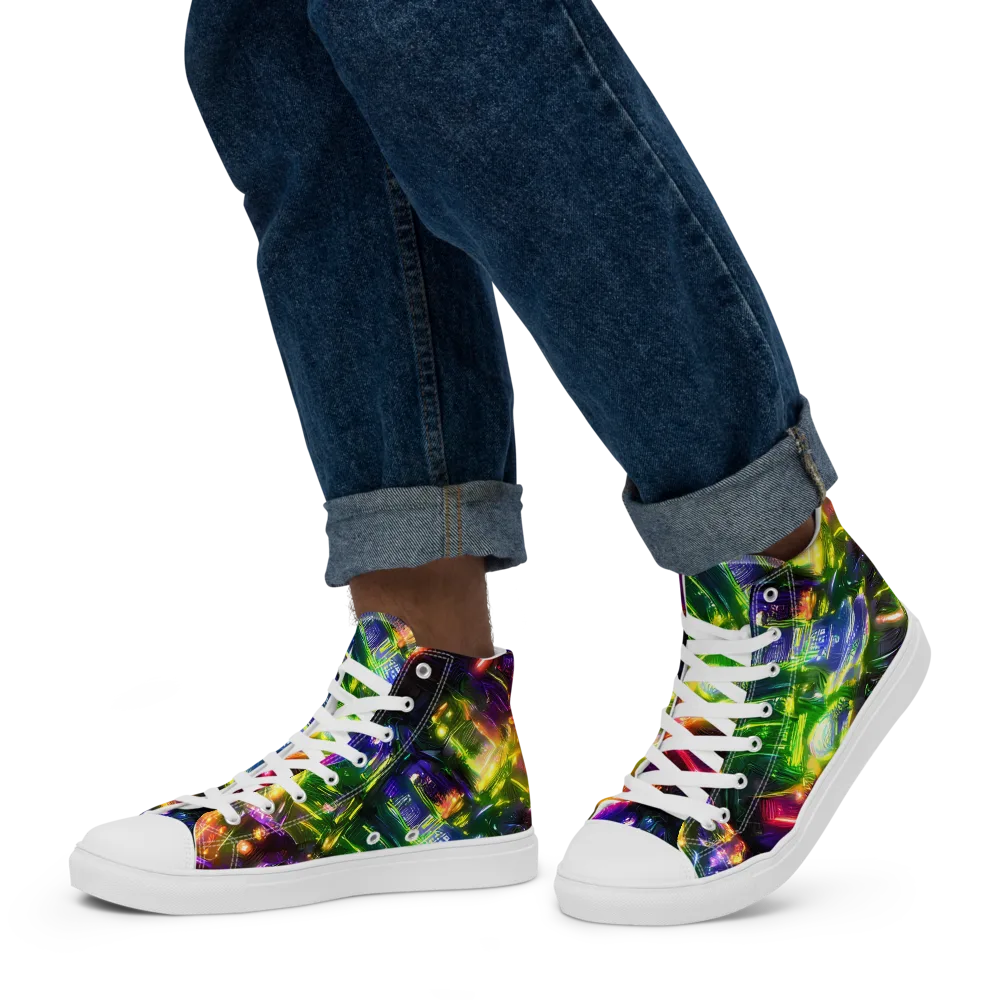 Lacquered Wilds on Men's High Top Canvas Shoes — Left