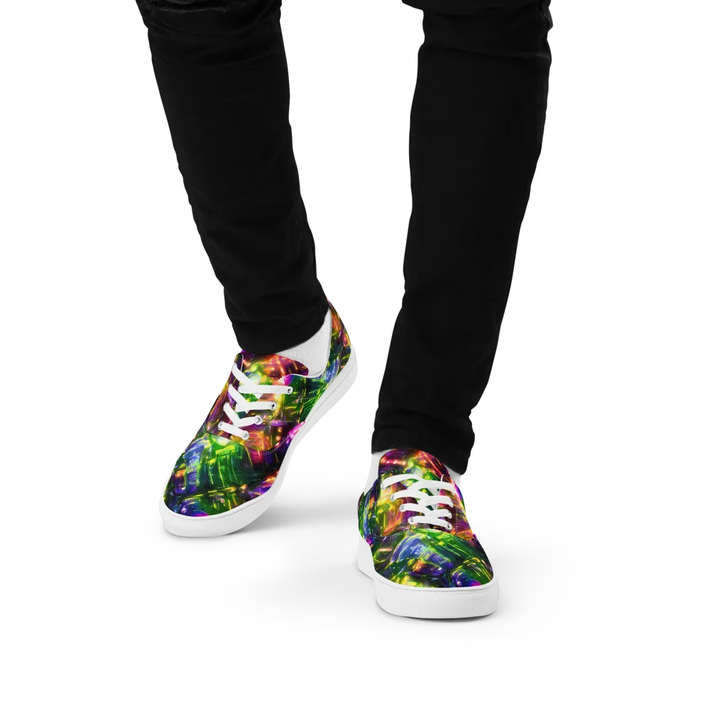 Lacquered Wilds on Men's Lace-Up Canvas Shoes — Front