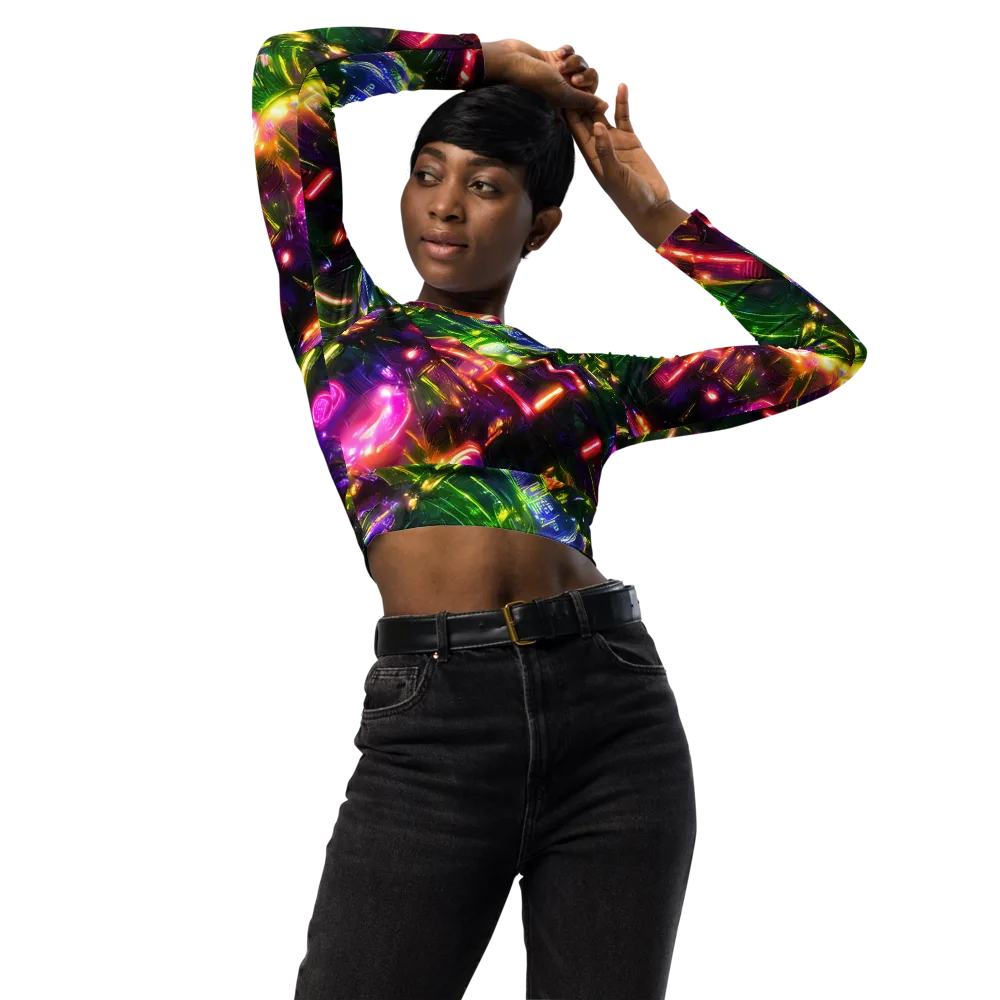 Lacquered Wilds on Long Sleeve Crop Top — Front