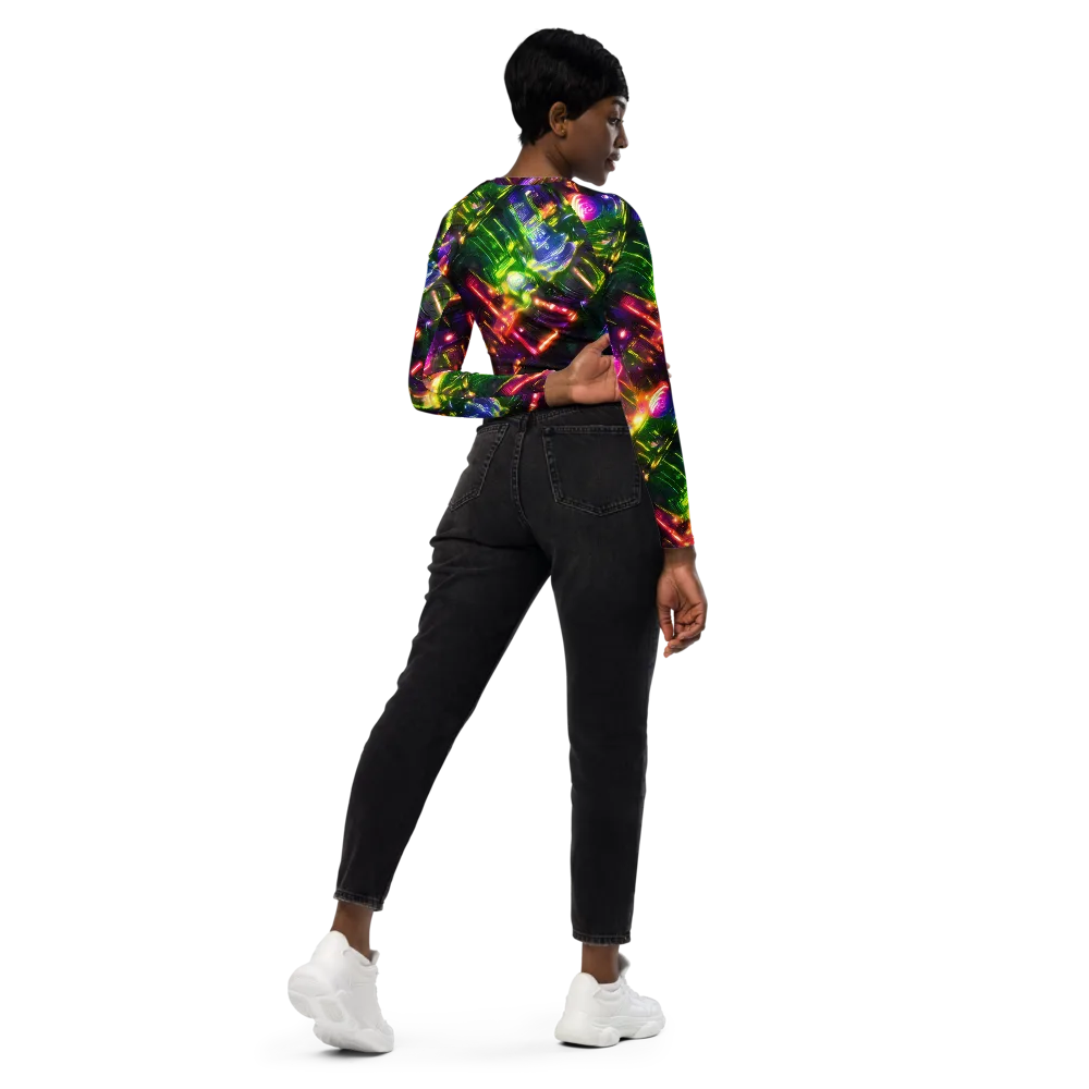 Lacquered Wilds on Long Sleeve Crop Top — Right Back