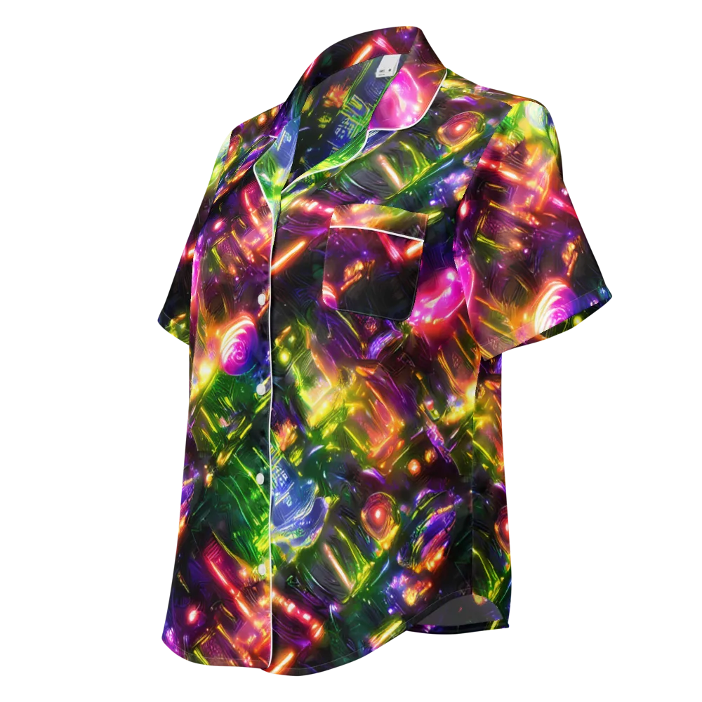 Lacquered Wilds on Women's Short Sleeve Pajama Top — Left Front