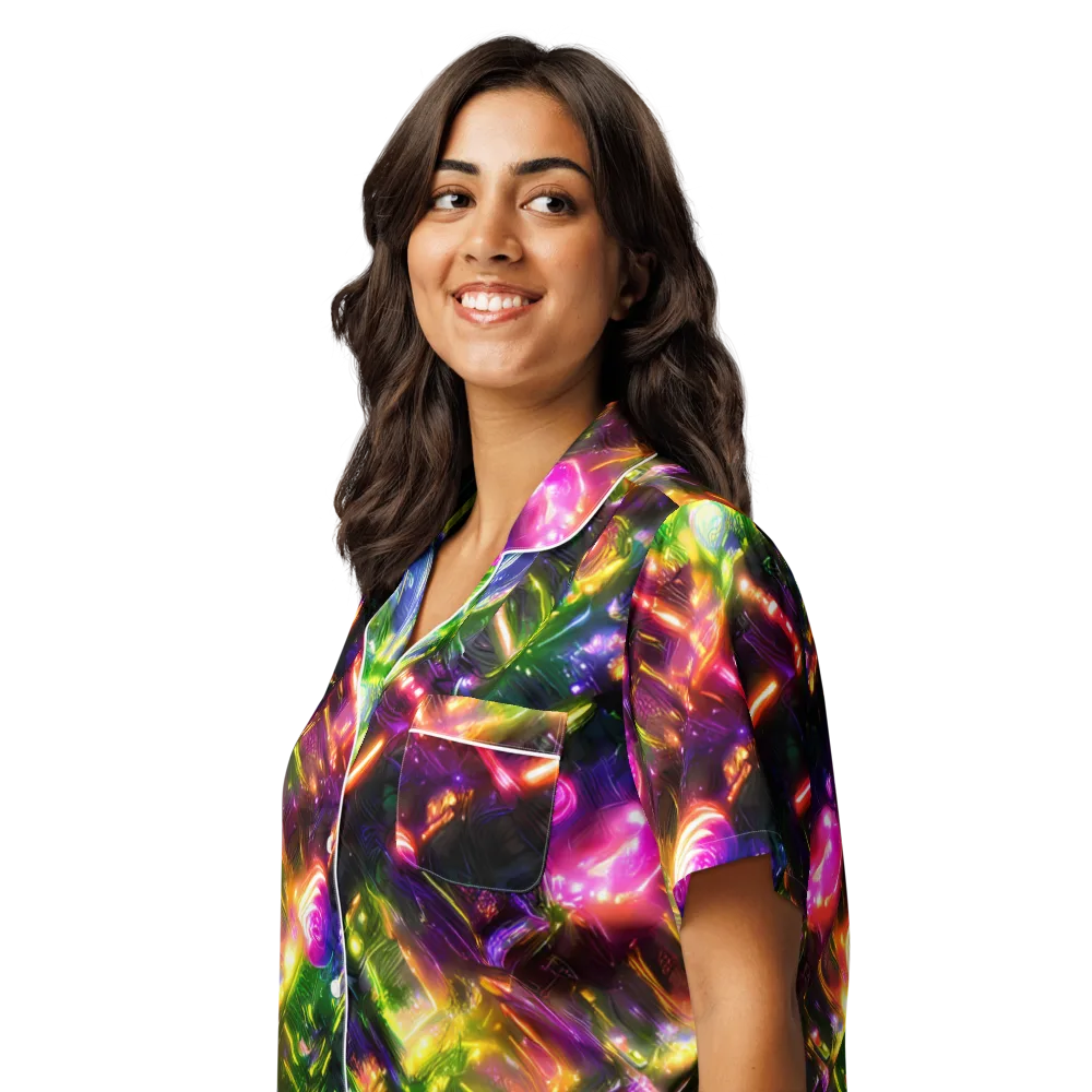 Lacquered Wilds on Women's Short Sleeve Pajama Top — Left Front