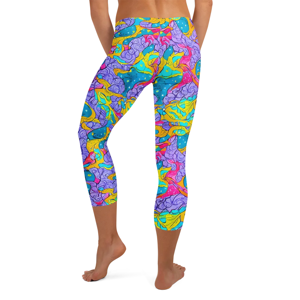 Lavender Lightning on Capri Leggings — Back