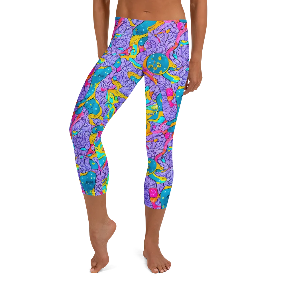 Lavender Lightning on Capri Leggings — Front