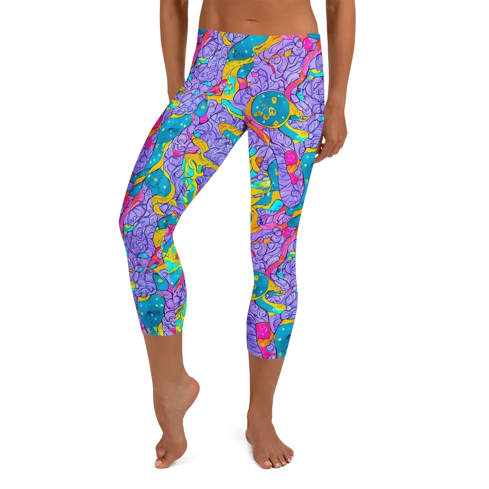 Lavender Lightning on Capri Leggings — Front