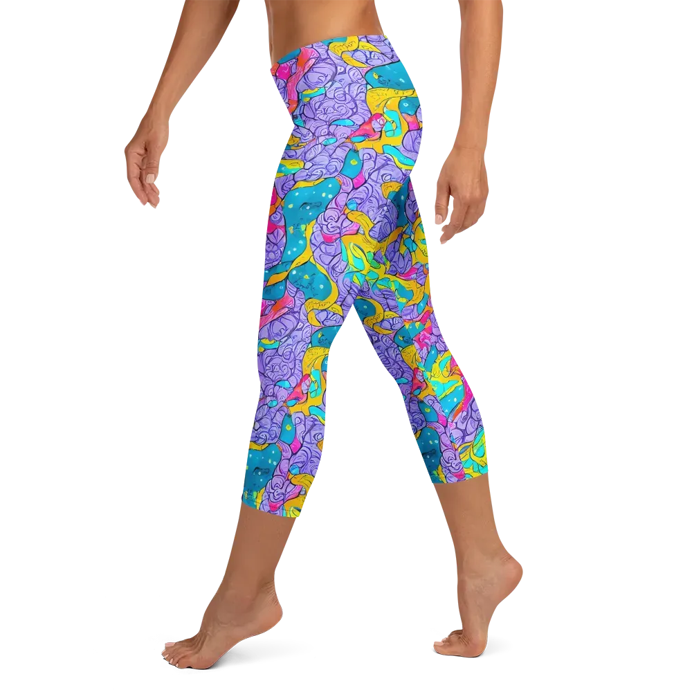 Lavender Lightning on Capri Leggings — Left