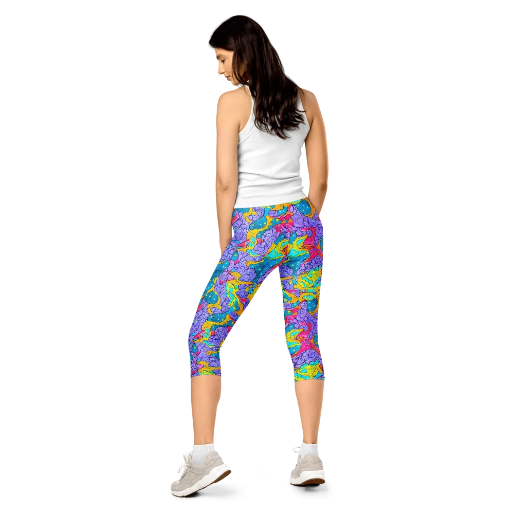 Lavender Lightning on Capri Leggings — Back