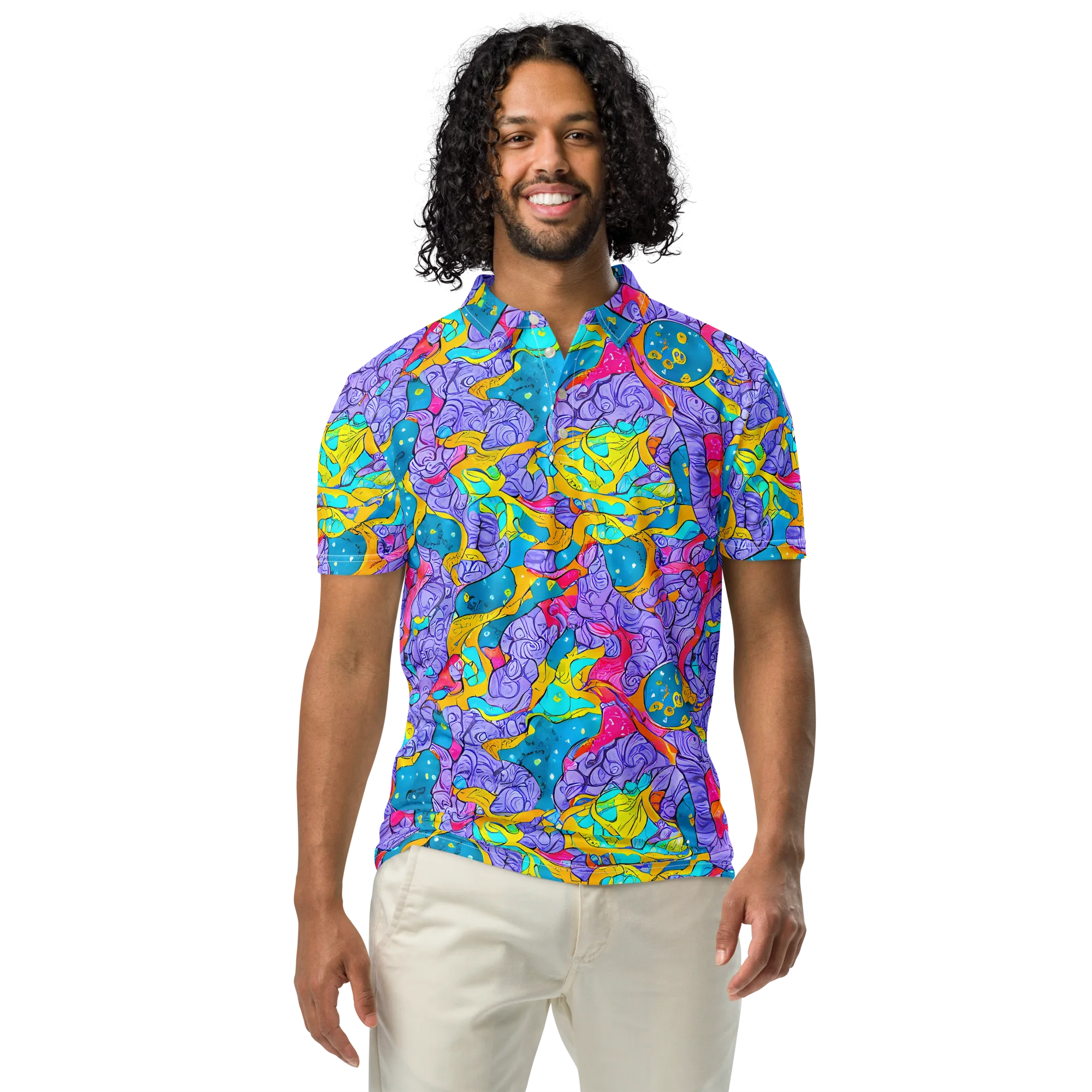Lavender Lightning on Men's Slim Fit Polo Shirt — Front