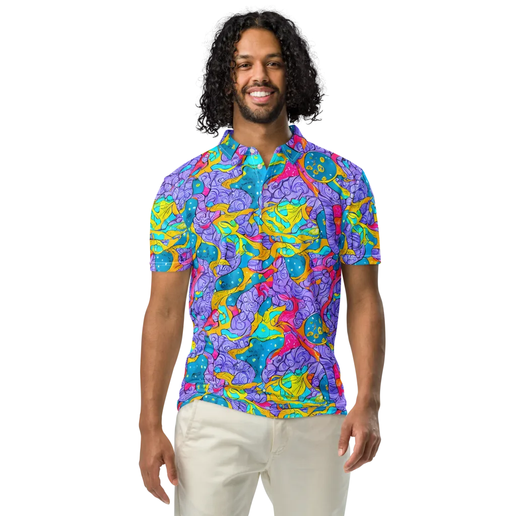 Lavender Lightning on Men's Slim Fit Polo Shirt — Front