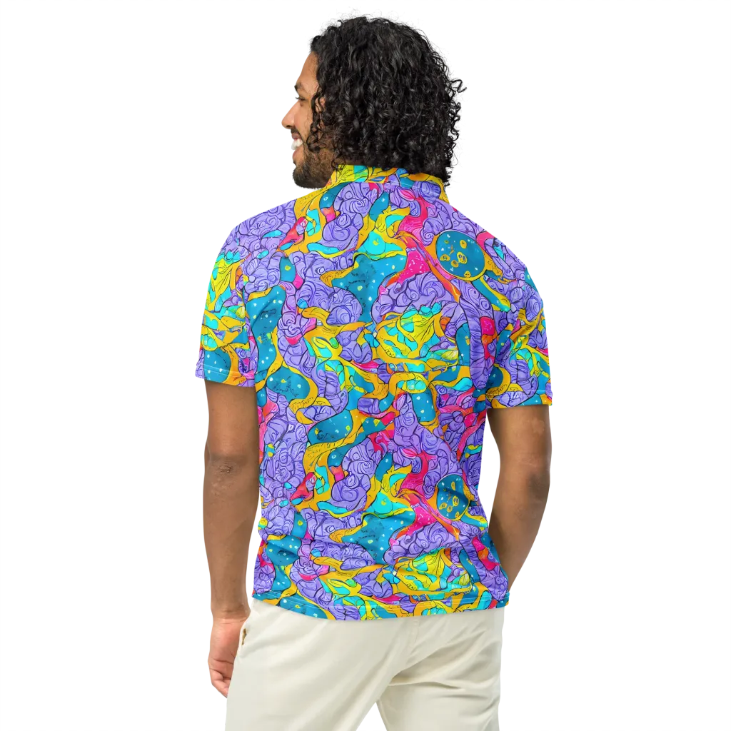 Lavender Lightning on Men's Slim Fit Polo Shirt — Back