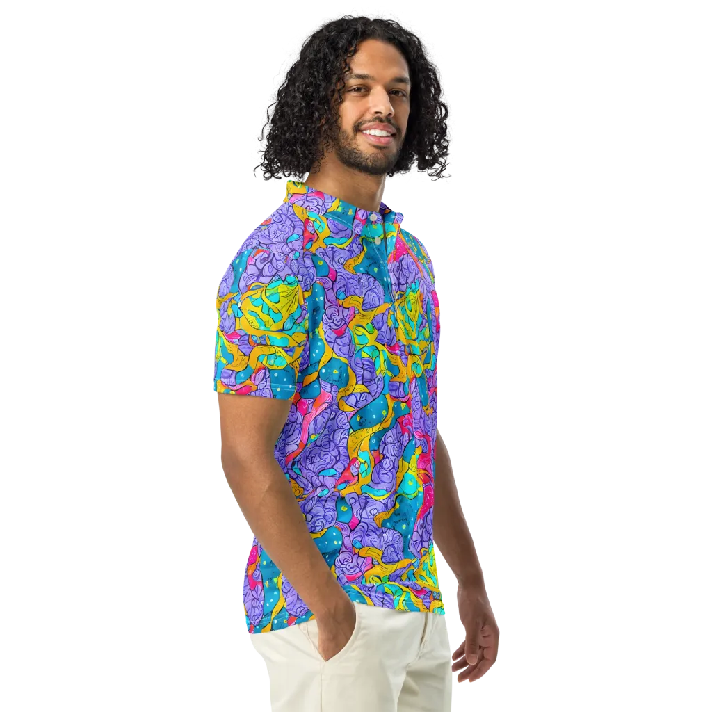 Lavender Lightning on Men's Slim Fit Polo Shirt — Right Front