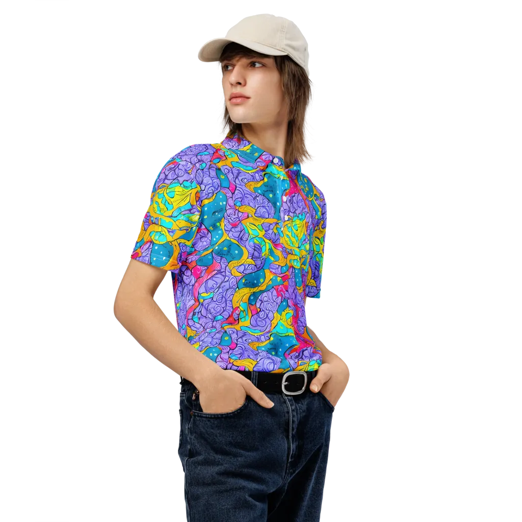 Lavender Lightning on Men's Slim Fit Polo Shirt — Right Front