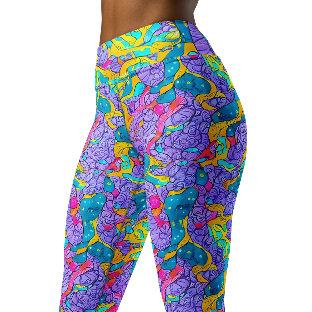 Lavender Lightning on Yoga Leggings — Left Front