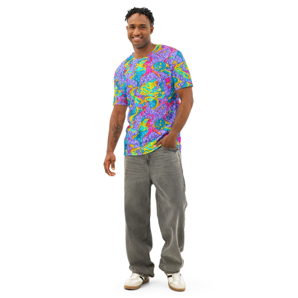 Lavender Lightning on Men's Cotton Crew Neck T-Shirt — Front