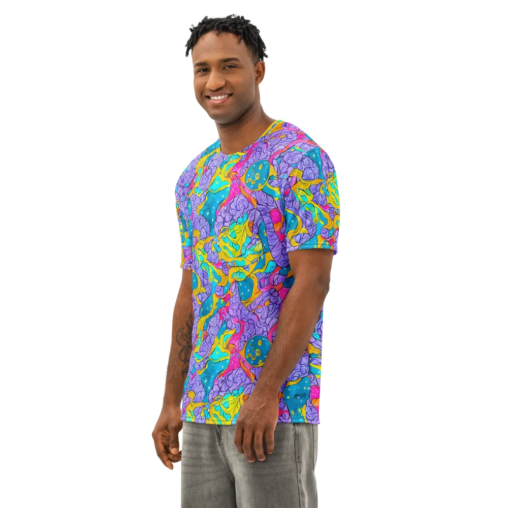 Lavender Lightning on Men's Cotton Crew Neck T-Shirt — Left Front