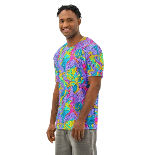 Lavender Lightning on a Men's Cotton Crew Neck T-Shirt
