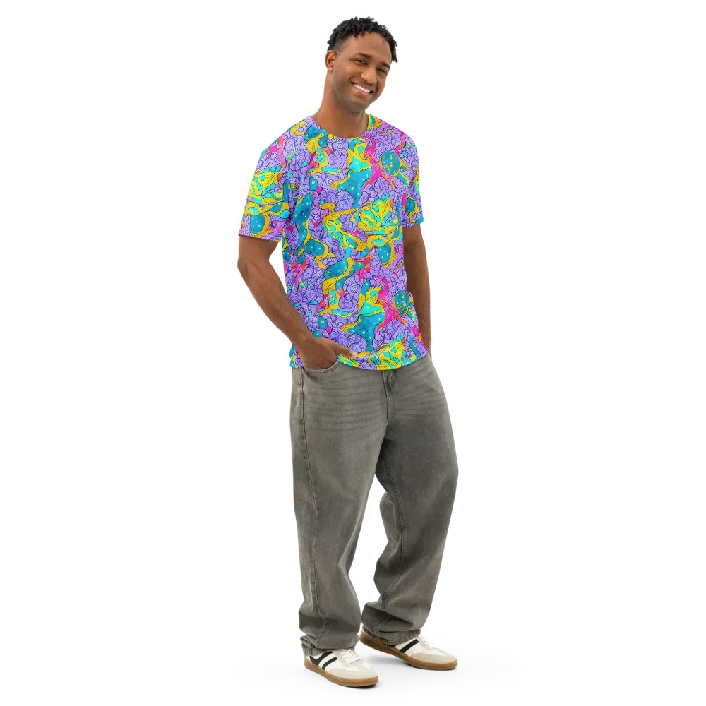 Lavender Lightning on Men's Cotton Crew Neck T-Shirt — Right Front