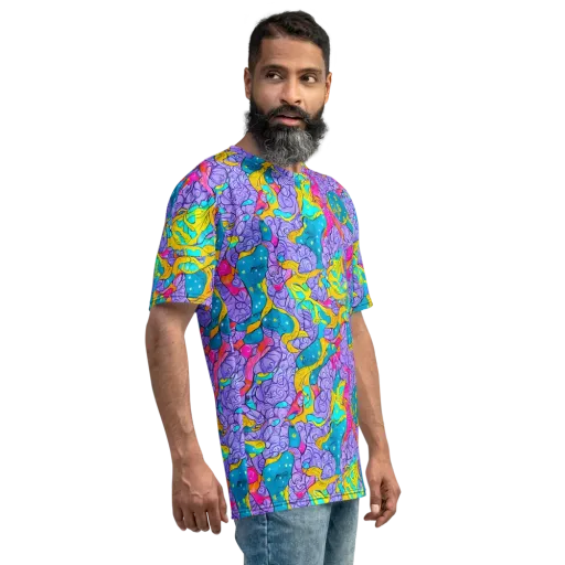 Lavender Lightning on a Men's Crew Neck T-Shirt