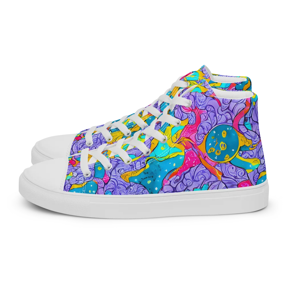 Lavender Lightning on Men's High Top Canvas Shoes — Left