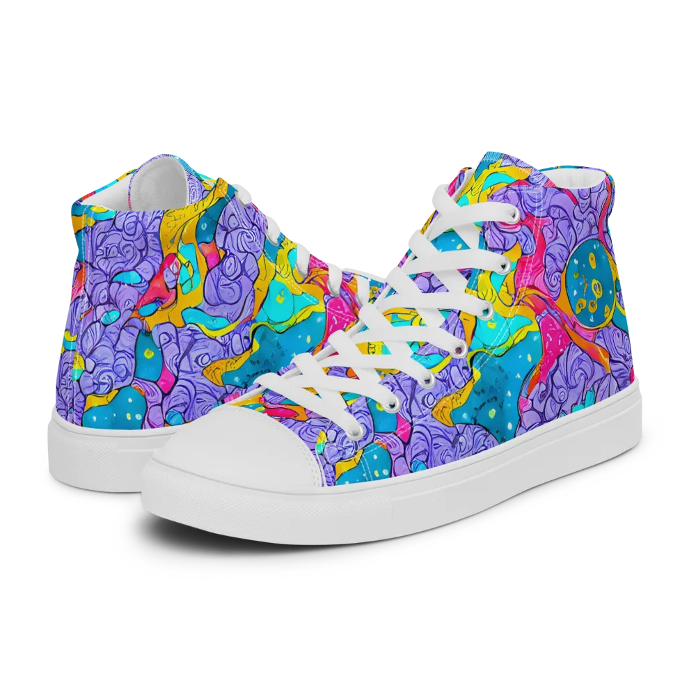 Lavender Lightning on Men's High Top Canvas Shoes — Left