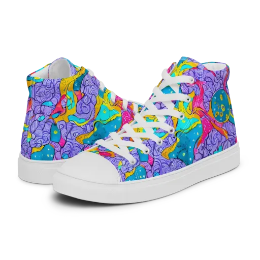 Lavender Lightning on a Men's High Top Canvas Shoes